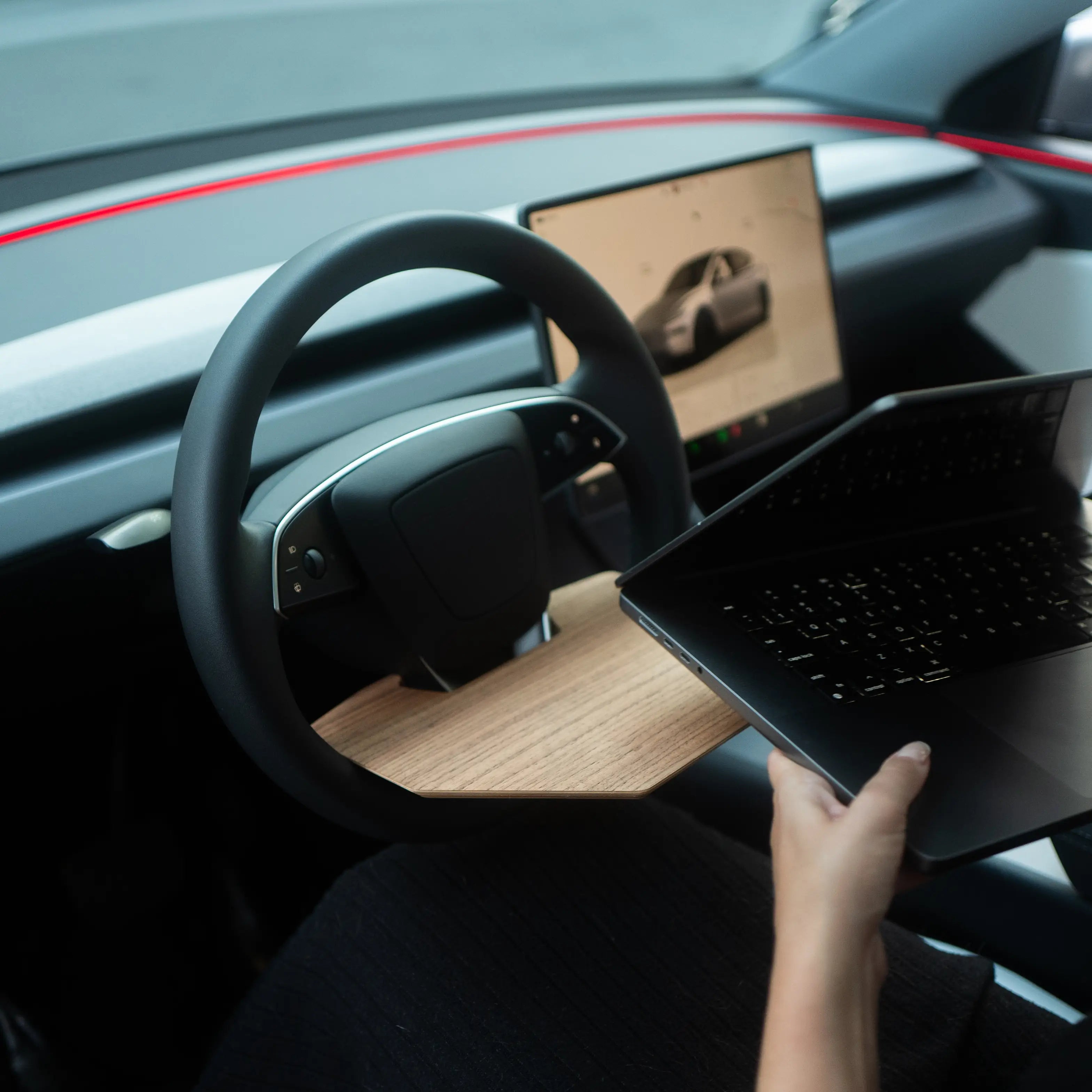 Tesla steering wheel desk